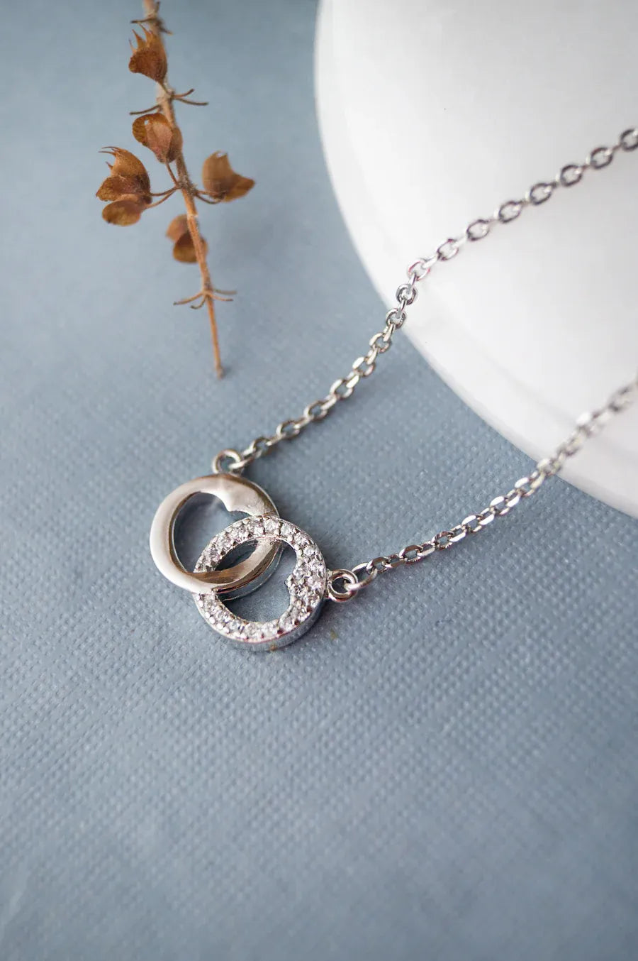 Interlinked Hearts Sterling Silver Pendant Chain Necklace