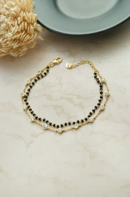 Layer It Up Gold Plated Sterling Silver Mangalsutra Bracelet