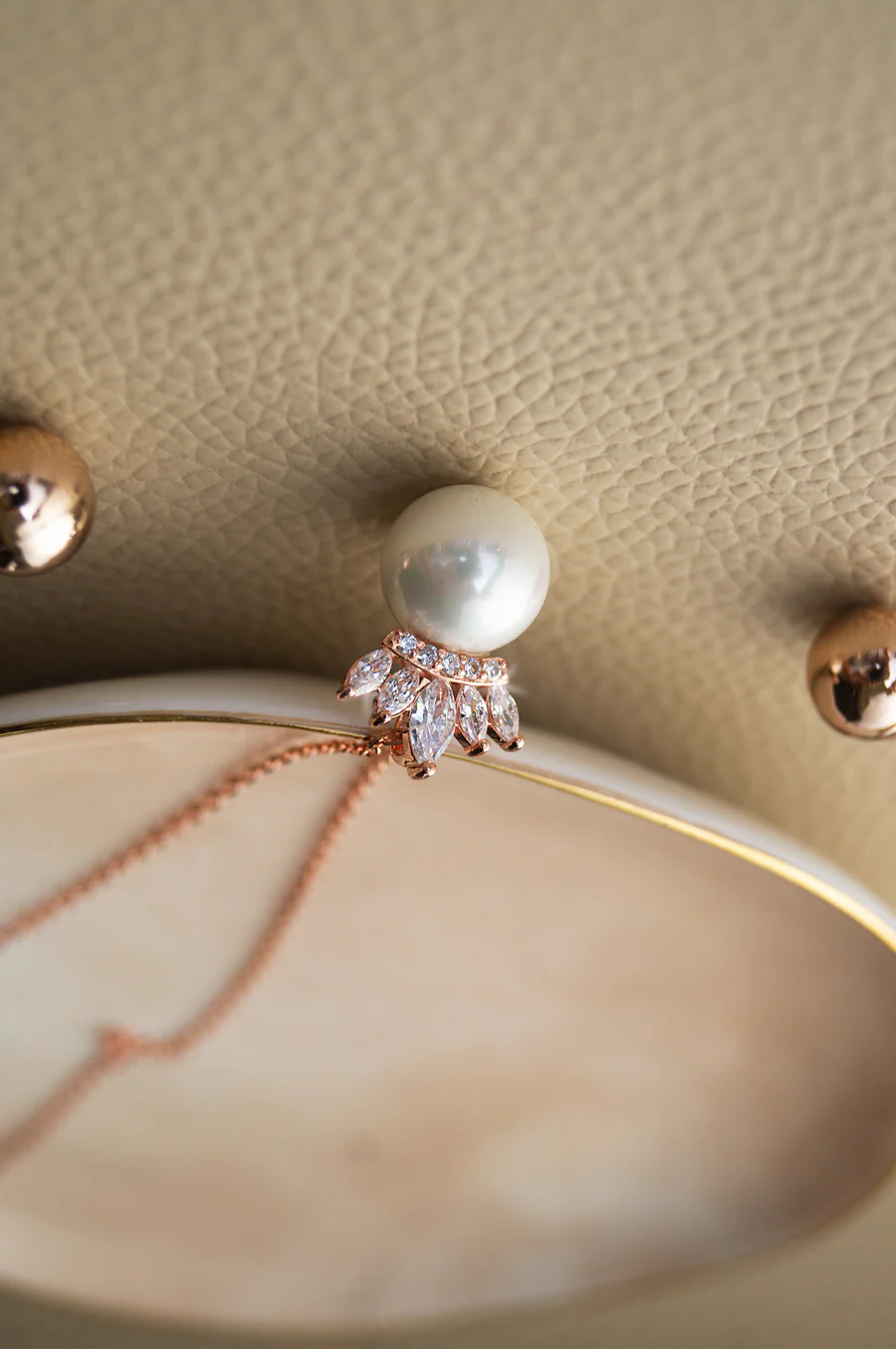 Pearl With A Crown Rose Gold Plated Sterling Silver Pendant With Chain