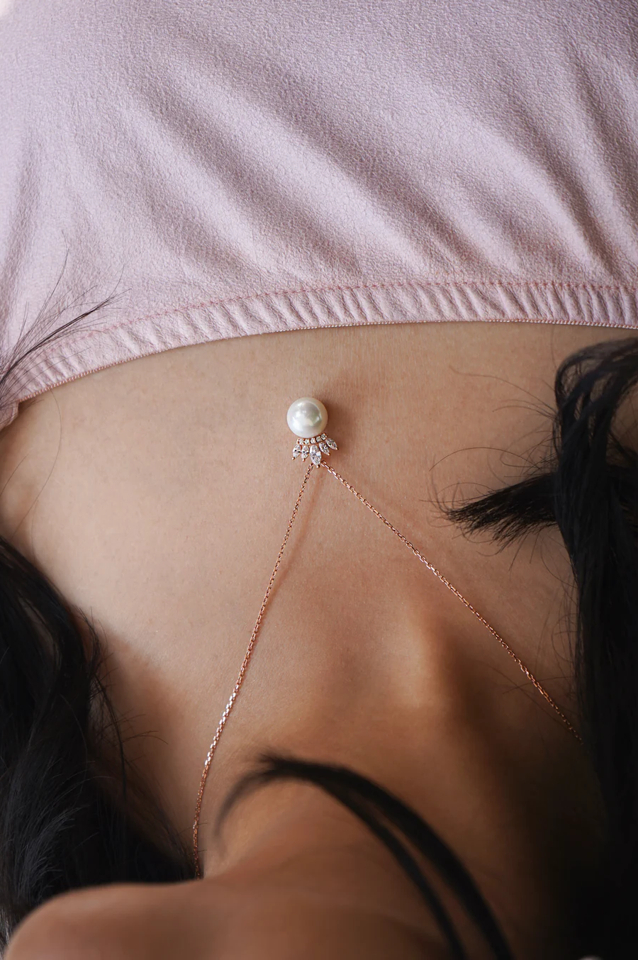 Pearl With A Crown Rose Gold Plated Sterling Silver Pendant With Chain