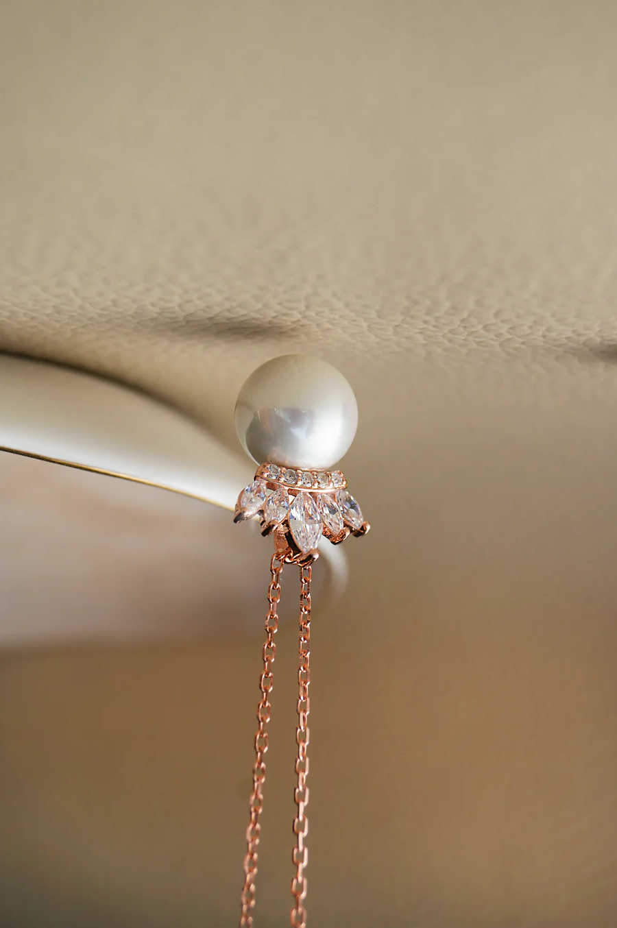 Pearl With A Crown Rose Gold Plated Sterling Silver Pendant With Chain