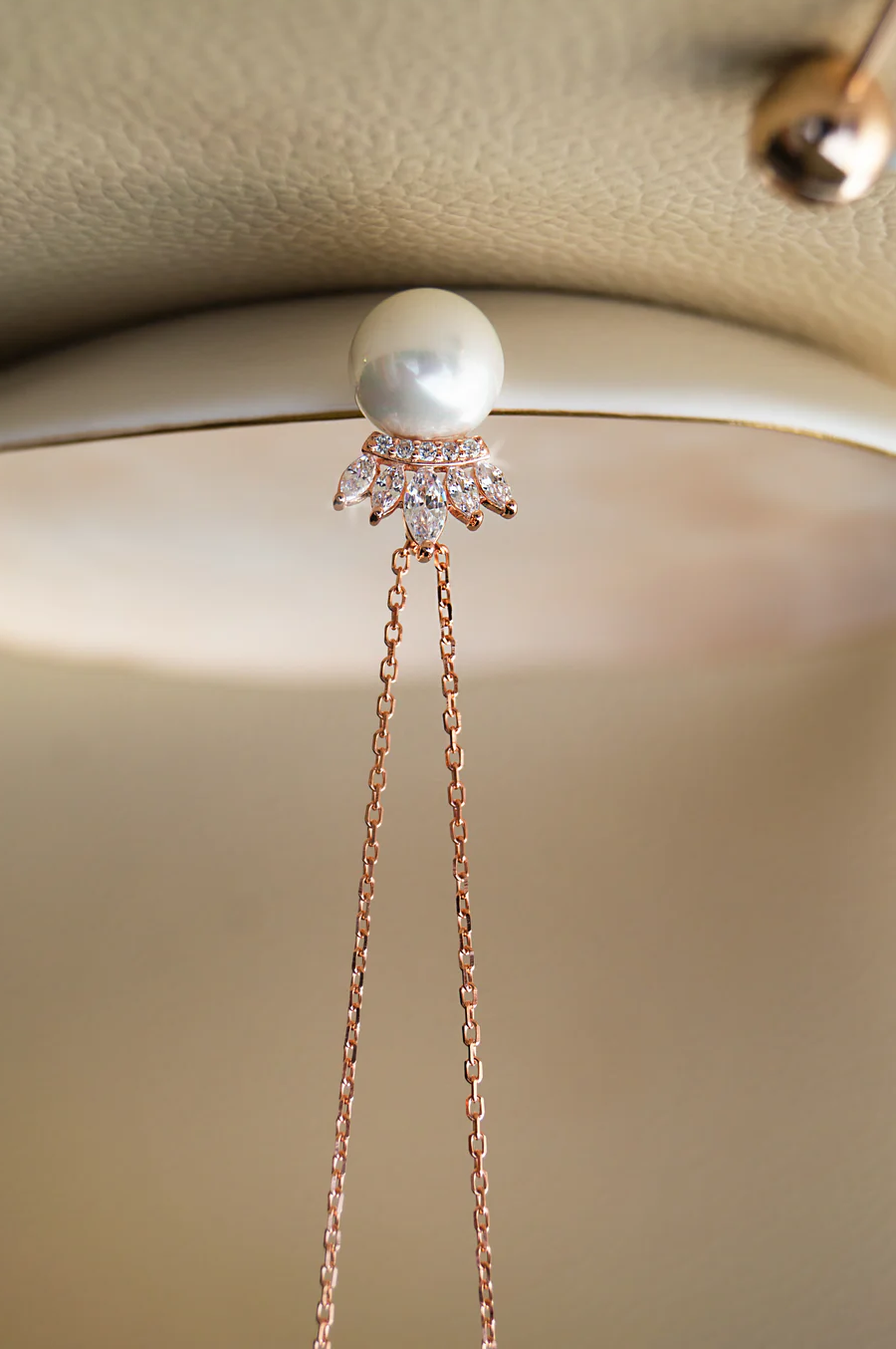 Pearl With A Crown Rose Gold Plated Sterling Silver Pendant With Chain