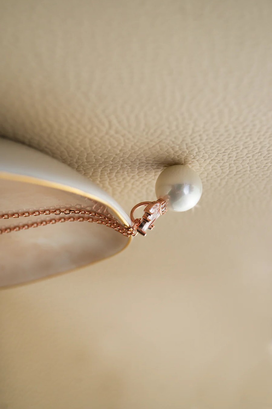 Pearl With A Crown Rose Gold Plated Sterling Silver Pendant With Chain